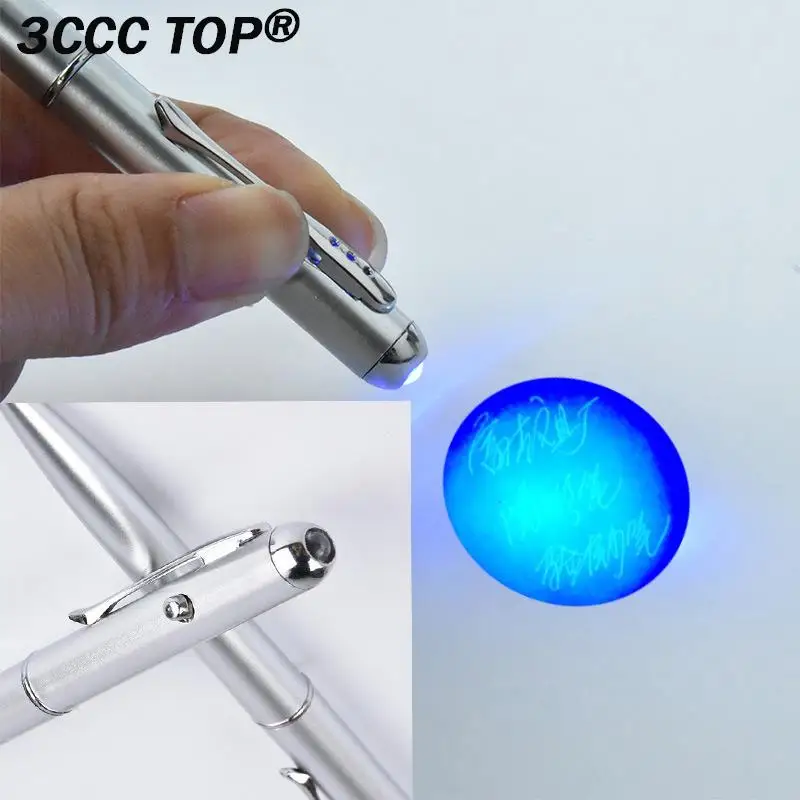 1PC Creative Magic LED UV Light Ballpoint Pen Invisible Ink Pen Secret Message Writing Drawing Pen Ballpoint Pens School Supplie