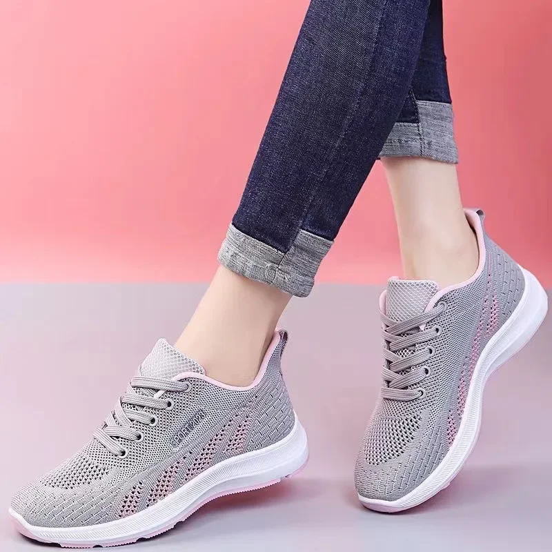 Fashion Women\'s Sneakers Lightweight Womens Shoes Comfortable Ladies Vulcanized Shoes Outdoor Lace-up Training Shoes Zapatillas