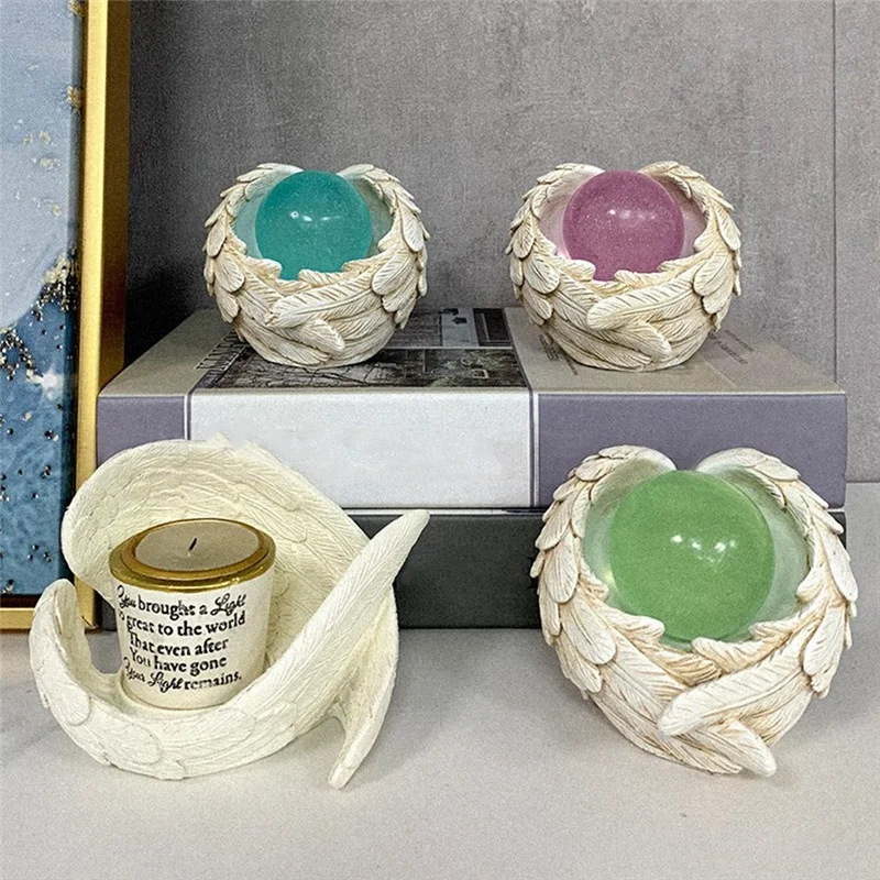 A74E-Heart-Shaped Angel Wings, Luminous Candlestick Ornament, Photo Props, Decoration