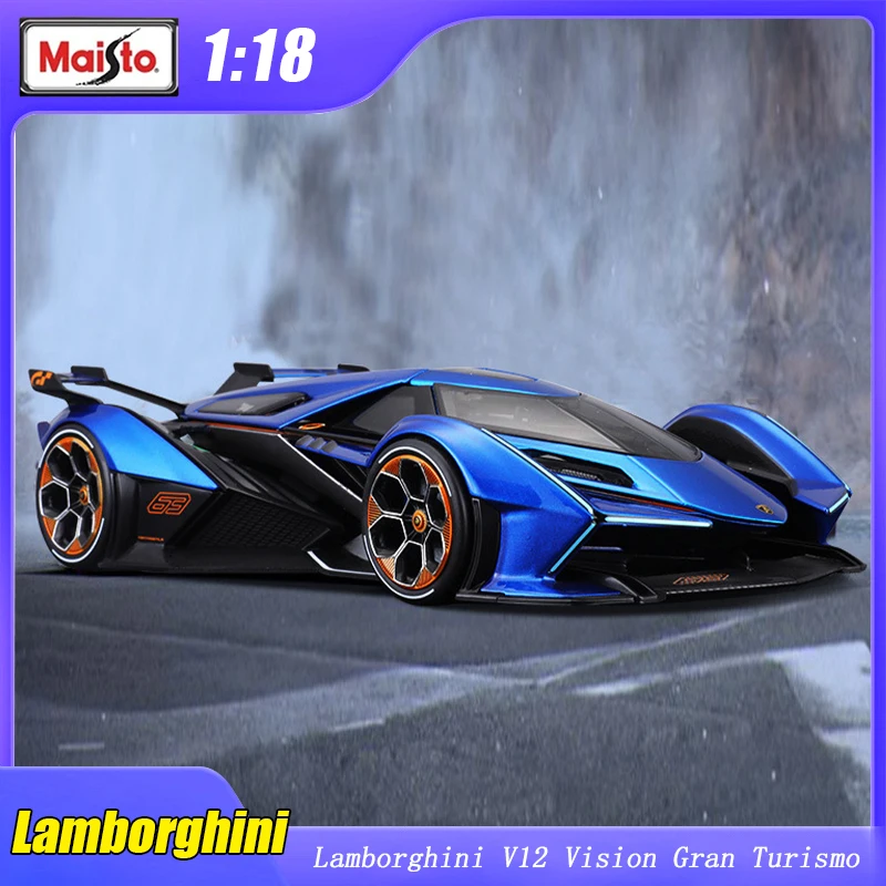 

1:18 Lamborghini V12 Vision Gran Turismo Sports Car Maisto Diecast Model Edition Alloy Luxury Vehicle Toy Collection Ornaments