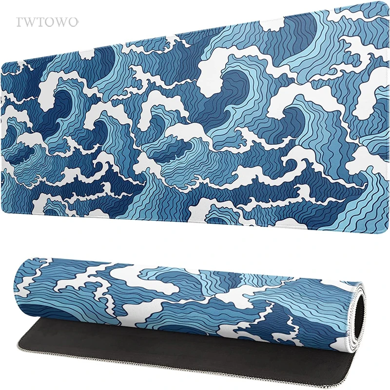 Blue Wave Aesthetics Mouse Pad Gamer XL Computer Large HD Mousepad XXL keyboard pad Carpet Non-Slip Soft Computer Table Mat