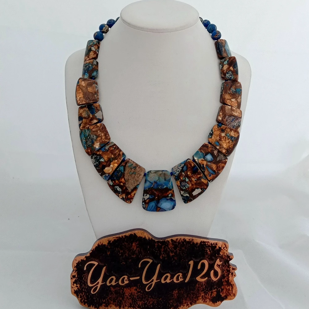 Y·YING 19\'\' Mixed Color Sea Sediment Imperial Jasper Graduated Necklace
