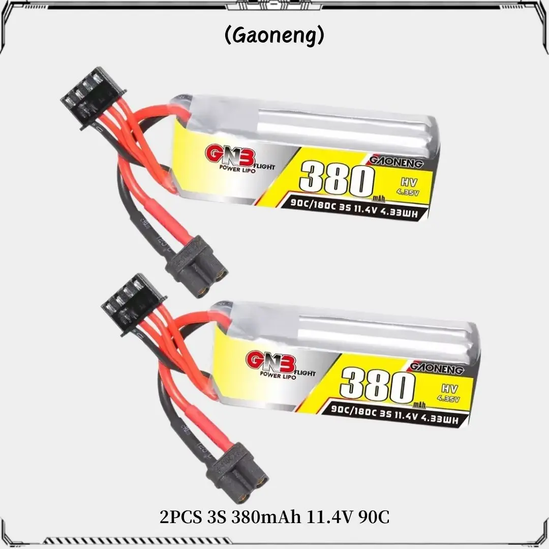 2PCS Gaoneng New GNB 3S 380mAh 11.4V 90C/180C HV Lipo Battery With XT30 Plug For Micro FPV Drone