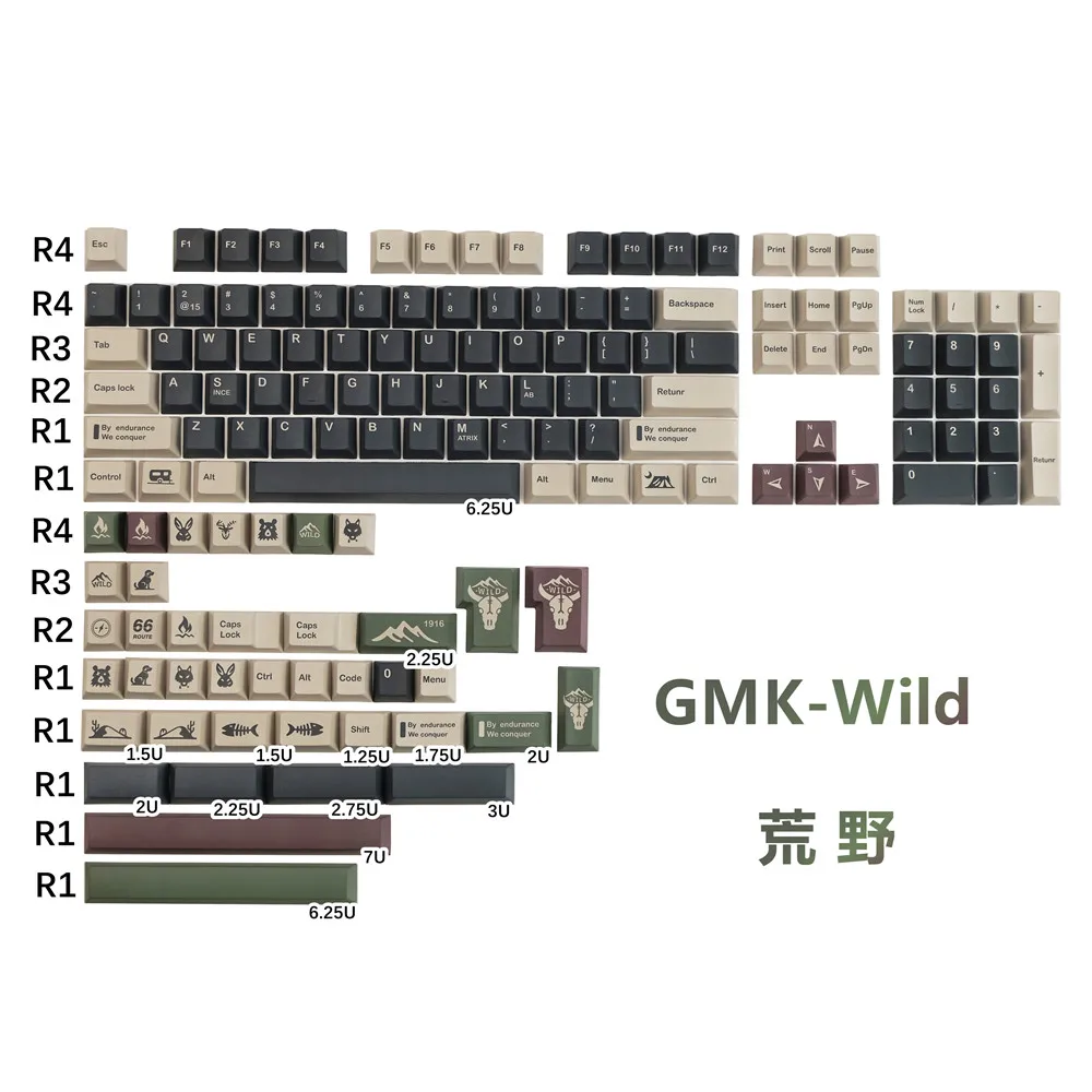 140 Keys GMK wilderness Keycaps PBT Dye Sublimation Keycap Cherry Profile Key Caps With 1.75 U2U Shift For Customized Keyboards