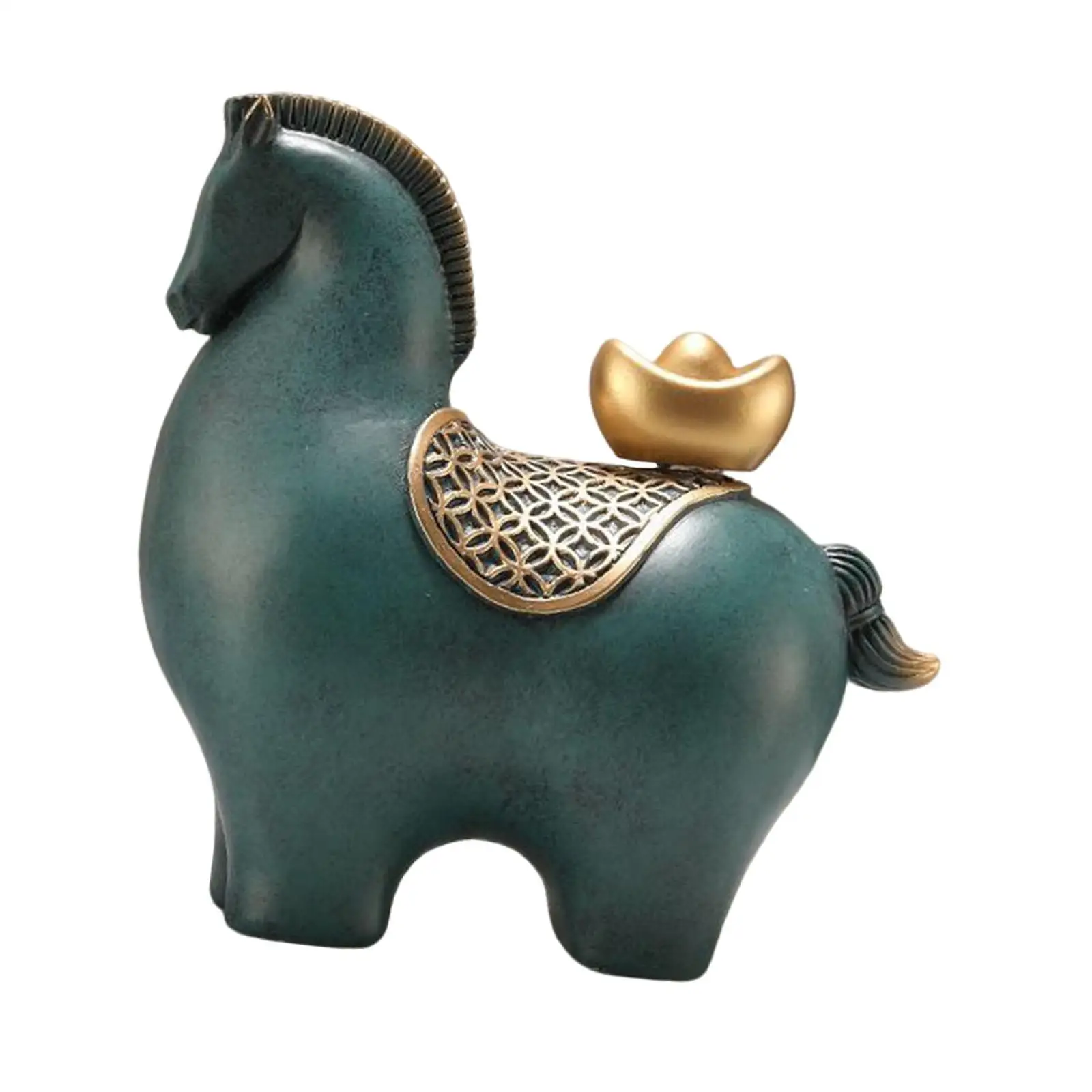 Horse Decor Resin Animal Statue Contemporary Home Ornament Feng Shui Figurine for Shelf Desk Bedroom
