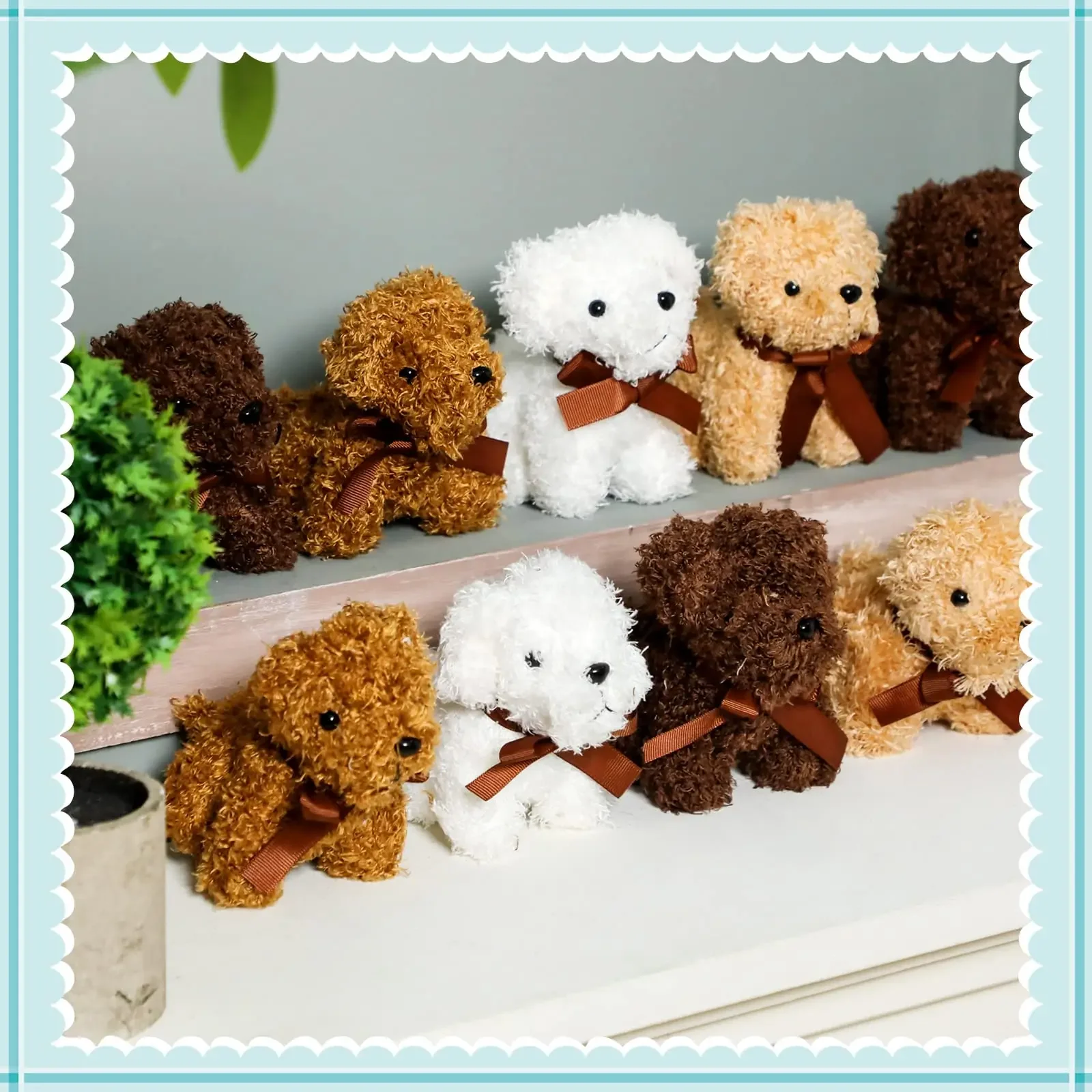 4-24 mini cães de pelúcia em brinquedo de pelúcia em massa favorece filhotes como enchimentos de saco de presente