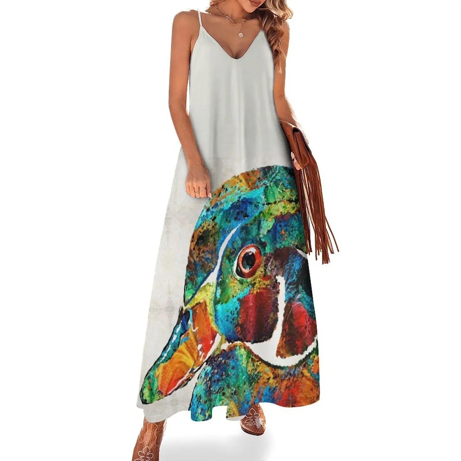 

Colorful Wood Duck Art by Sharon Cummings Sleeveless Dress Dance dresses dresses with long sleeves long sleeve dresses