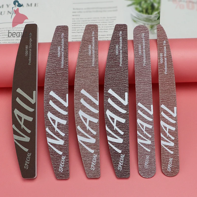 Buffing Schuren Halfmoon Vormen Pro Manicure Nagelvijlen Dubbelzijdig Nagelverzorging Gereedschap Nagels Wasbaar 100/150/180/240 Grit