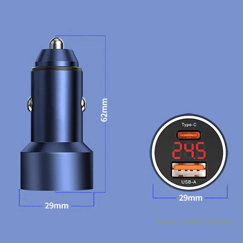 75W USB C General Car Charger Quick Charge 4.0 PD3.0 SCP Fast Car Digital Display Phone Charger