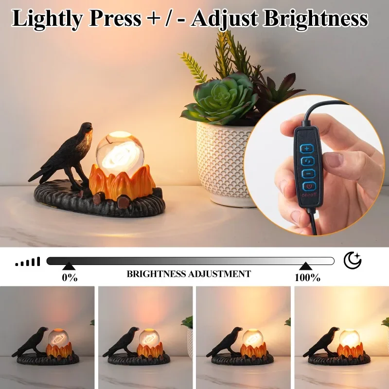 Nice โคมไฟตั้งโต๊ะ Creative Bird ตกแต่งโคมไฟข้างเตียงปลั๊ก USB Night Lights