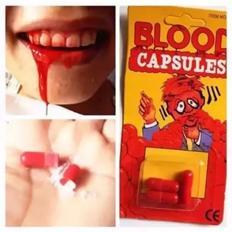 The New Hot Halloween Decoration Spoof Toy Blood Pill Fake Blood Pill Simulated Capsule Makeup Performance Scary Fun Props