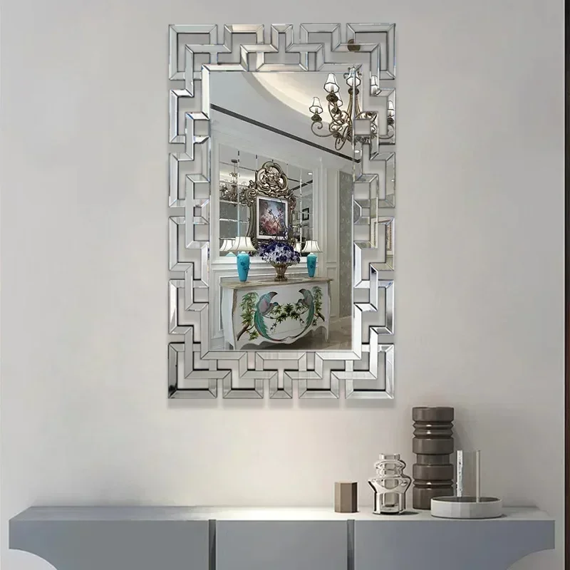 High-grade Wall Decorative Mirror with Silver Polished Hollow-out Mirrors for Home Hotel