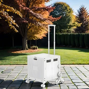 휴대용 접이식 쇼핑 트롤리, 슈퍼마켓용 카트, 쇼핑 카트, 핸드 푸시 카트, 야외 캠핑, 플라스틱, 당김 막대, 85L 