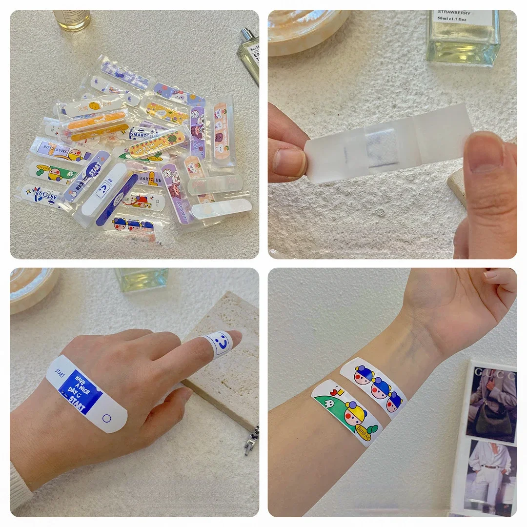 20pcs/lot Ins Creative Cartoon Band Aid Hemostatic Sticker Cute Breathable Waterproof Bandages First Aid Emergency Kit for Kids