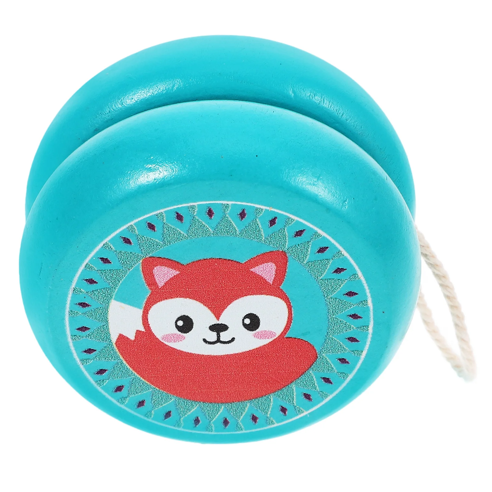 Wood Kids String Plaything Portable Fox Pattern Outdoor Fun Beginner Coordination Exercise Yo