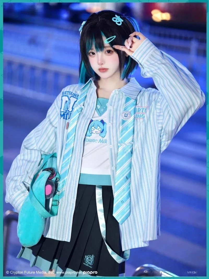 Hatsune Miku Shirt Anime Peripheral Cute Cartoon Jacket Loose Top Kawaii Sweet Long Sleeve Jacket Casual and Versatile Y2K New