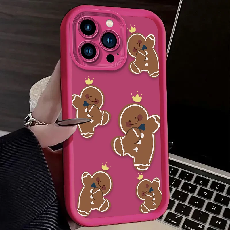 عيد الميلاد الزنجبيل الحال بالنسبة آيفون 16 15 14 13 12 11 برو ماكس X XS X S ماكس XR SE 2020 7 8 زائد للصدمات سيليكون الغطاء الخلفي