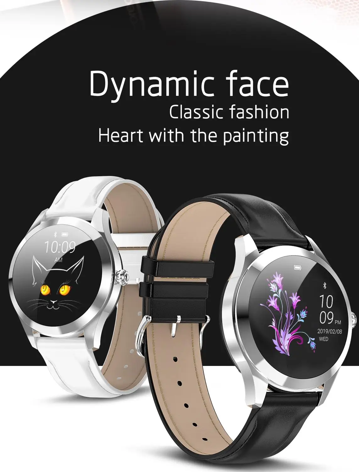 Original QW23สมาร์ทนาฬิกาผู้หญิงสแตนเลส/หนังสำหรับ KW20 KW10 PRO LW10 NY12 NY13 LW20 18มม.