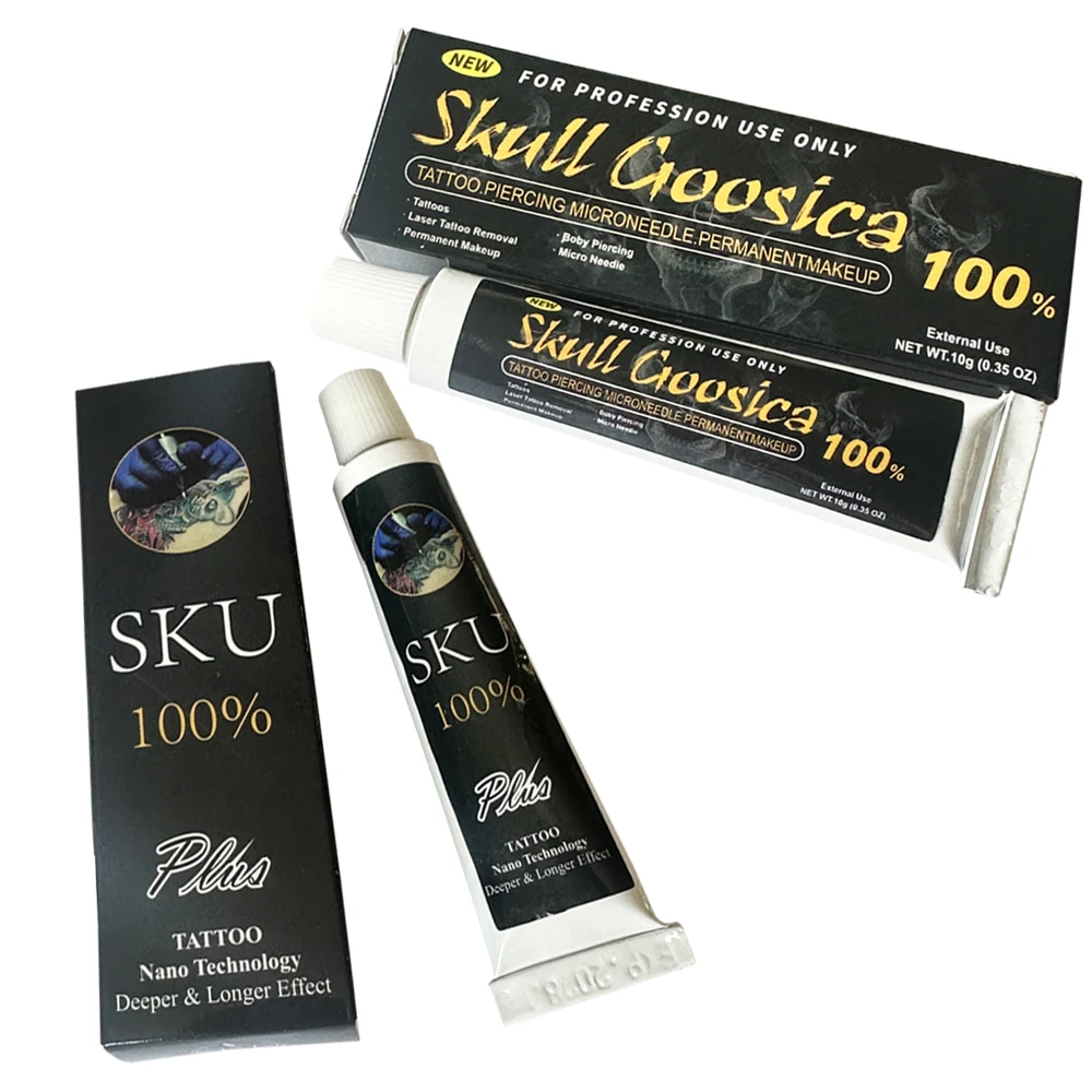 

Newest 100% SKULL Gooscia SKU Tattoo Cream Before Permanent Makeup Microblading Piercing Eyebrow Lips Liner Auxiliary Cream 10g