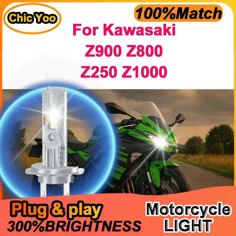 1Pc H7 LED Farol de Moto Canbus Plug and Play Super Brilhante 6000K Luz Dianteira Branca para Kawasaki Z900 Z800 Z250 Z1000