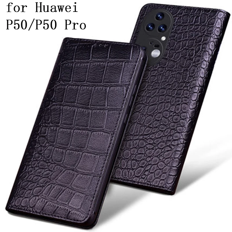 Luxury Crocodile Phone Case for Huawei P60/P60 Pro Carcasa Genuine Leather Cover for Huawei P50 Pro Funda Skin p60pro Coque Capa