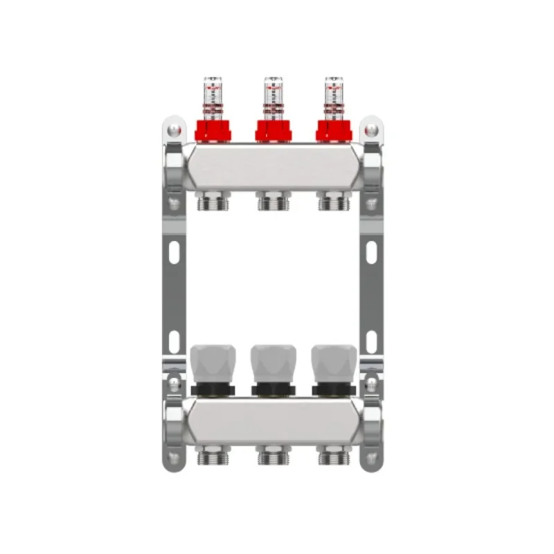 Brass Nickel Coated Stainless Steel Water Hydronic Radiant Underfloor Heating Circuit Flowmeter Complete Manifold