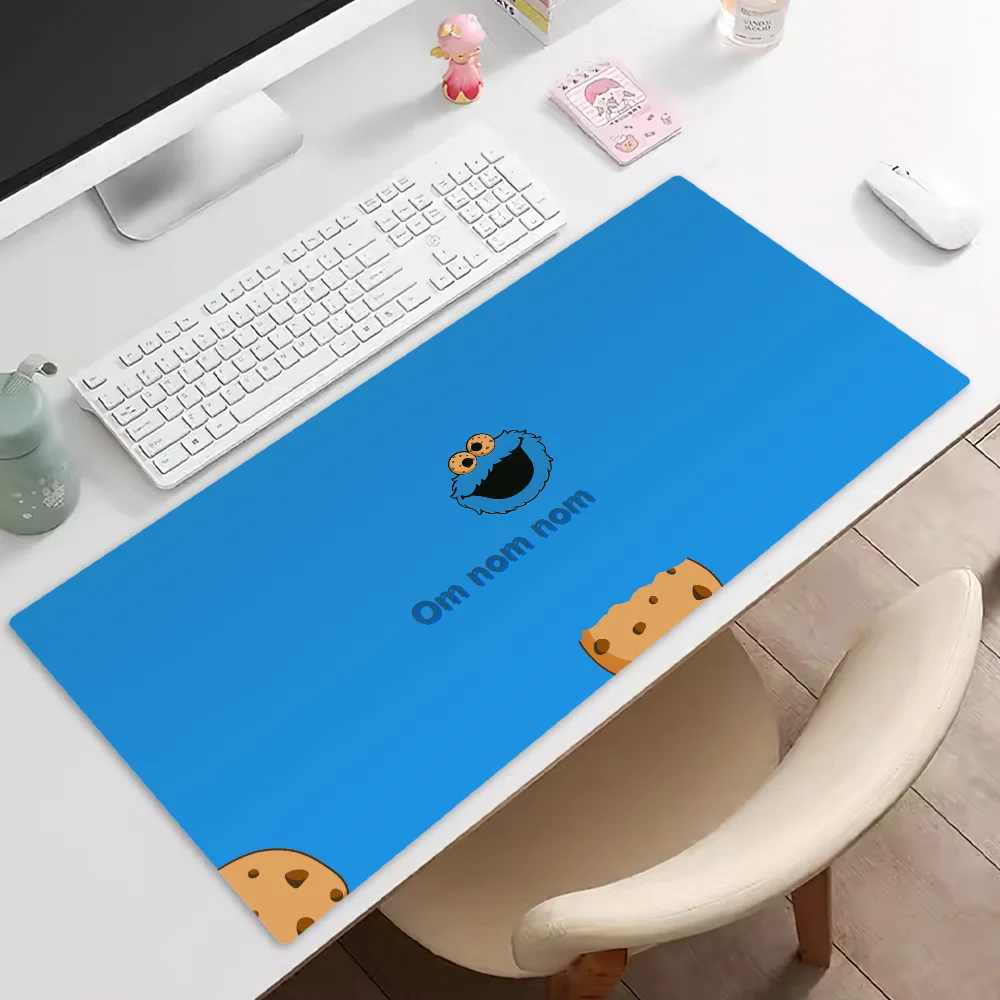 Cartoon Cookie Monster Mousepad Pad Rubber Table Mat Extended Gaming Lock Edge Keyboard Mat