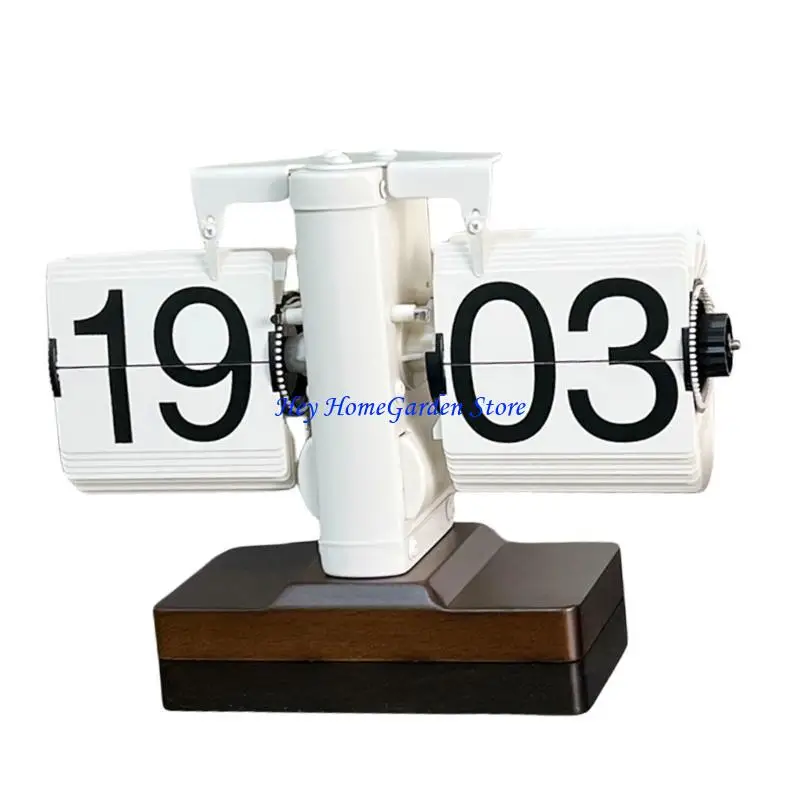 

C63B Minimalists Mechanical Digital Turn Page Clock with Base Modern Interior