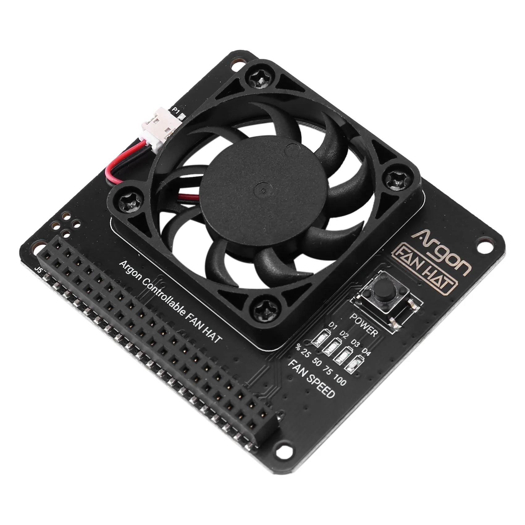 Argon-Grand ventilateur HAT pour Raspberry Pi 4/ 3, vitesse réglable/40mm, avec logiciel