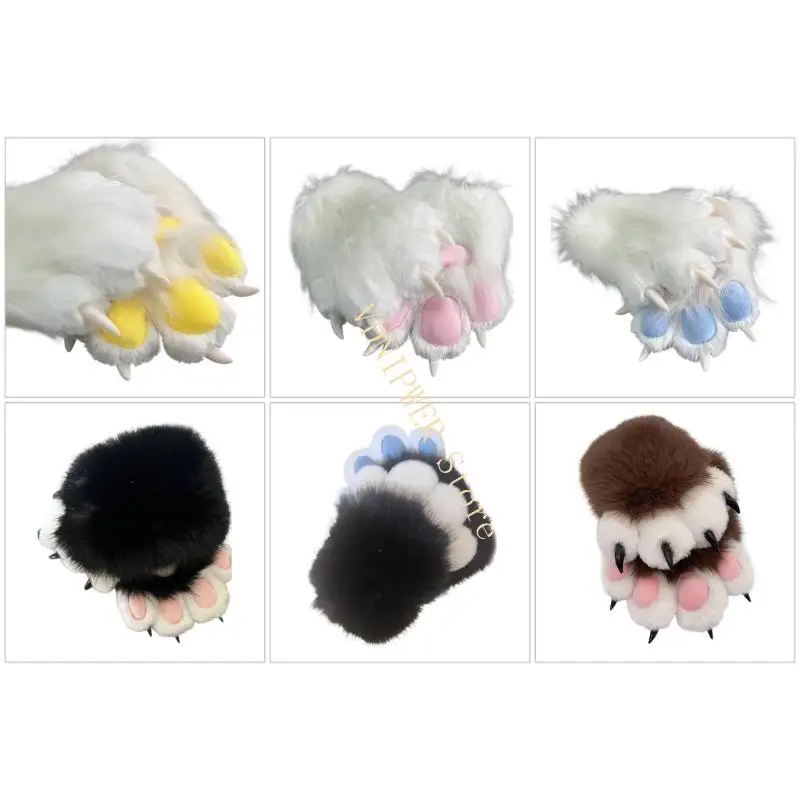 

Faux Furs Cats Claw Gloves Halloween Cosplay Costume Animal Foxes Paws Mitten