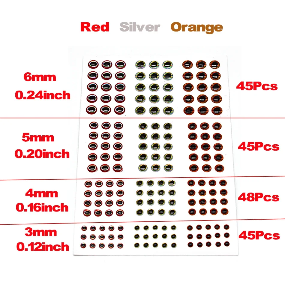 MNFT Mixed 183 Stück 3 mm 4 mm 5 mm 6 mm 3D holografische Angelköder Auge Fliegenbinden Köder Köderherstellung – Detail 5