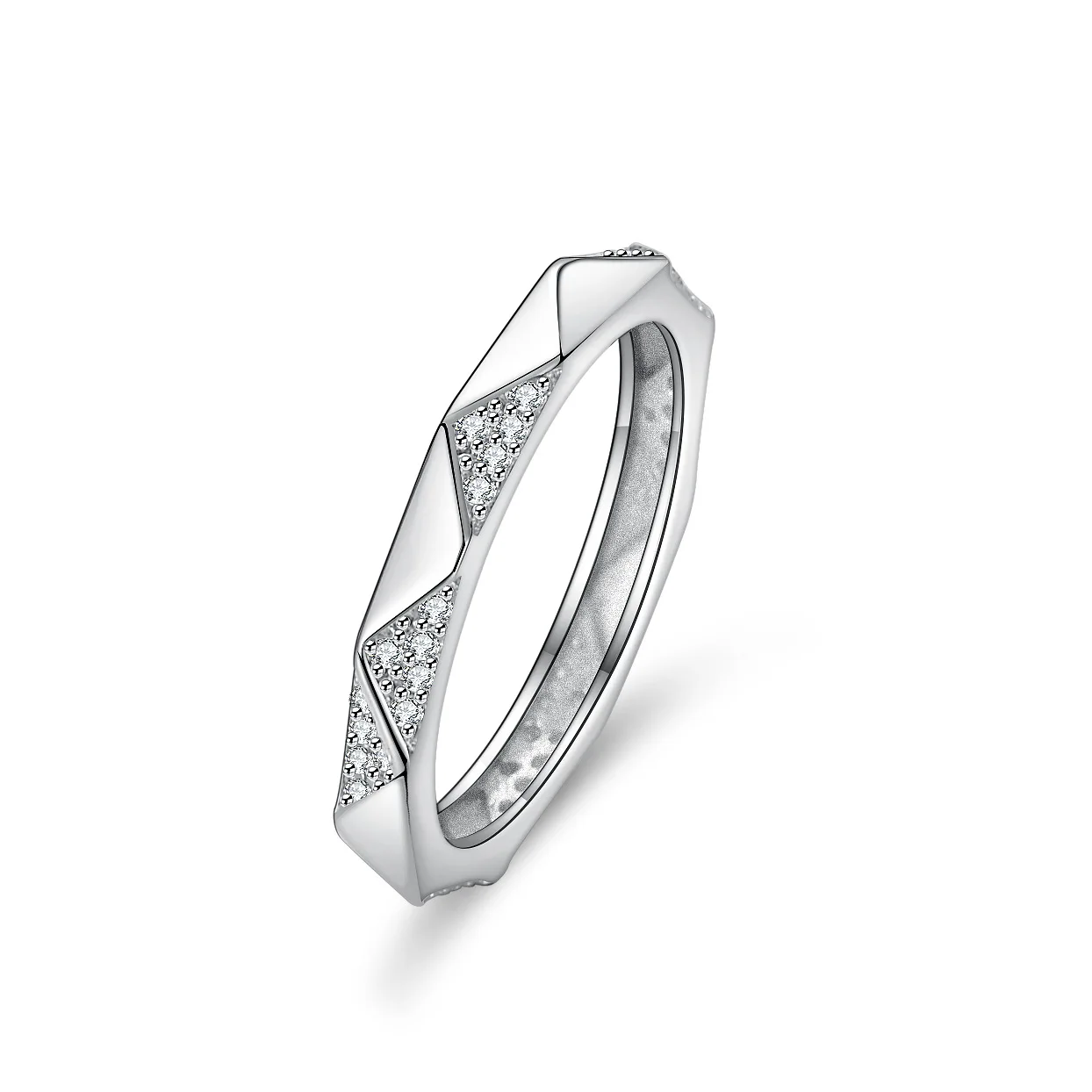 Inlaid Moissanite Ring for Women, 18K Gold Ring, Geometric Full Circle Arrangement, Fashionable Platinum PT950 Accessory