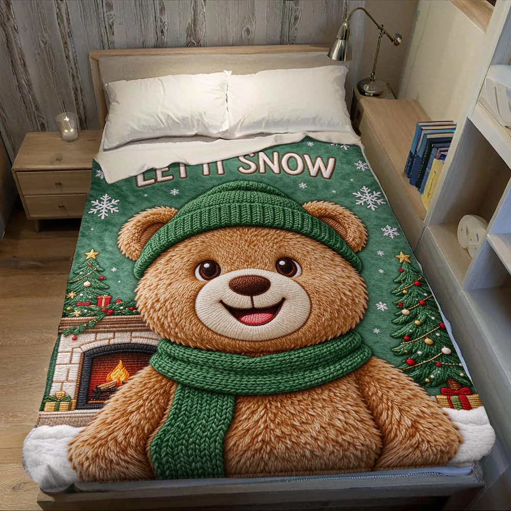 Stitch Orange Winter Warm Flannel Fleece Blanket Thick Soft Cozy Throw Blanket for Winter Bed Couch Plush Bedspread - view 5