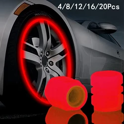 Universal luminoso tampas de válvula pneu vermelho noite brilhante carro moto válvula incandescente capa pneu roda hub estilo decoração acessórios automóveis