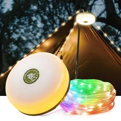 Outdoor Camping Light Rechargeable XTE LED Flashlight and String Lights 2 in 1 Magnet Tent Light Hook for Hiking Fishing