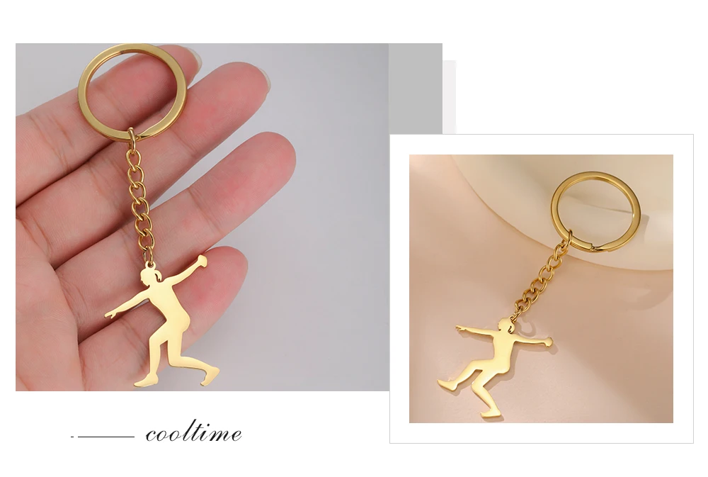 COOLTIME Discus Thrower Schlüsselanhänger Edelstahl Damen Shot Put Competition Athleten Mode Schlüsselanhänger Sport Schmuck Geschenk – Detail 11