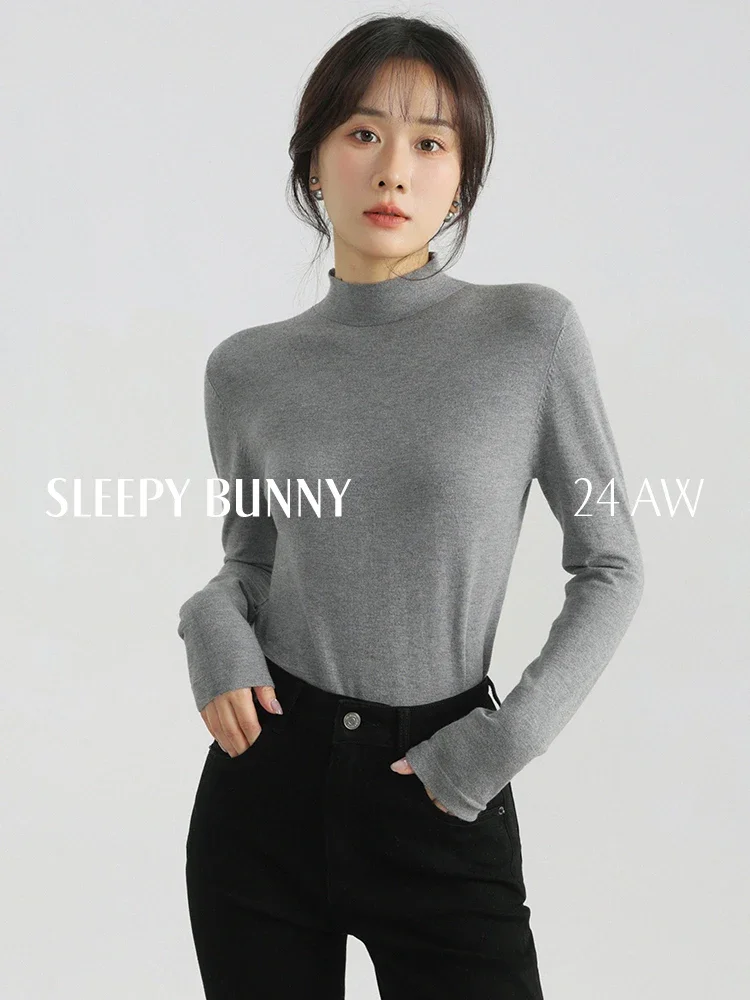 Winter Korean Style Slim Fit Knitted Turtleneck T-Shirt Solid Color Long Sleeve Women Casual Base Layer Top Elegant 2025 Stylish