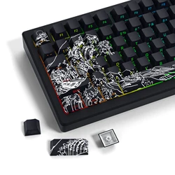 XVX Black Coral Sea Side Print Keycaps Dye Sublimation Double Shot ShineThrough keycaps Custom Cherry Profile PBT Keycaps