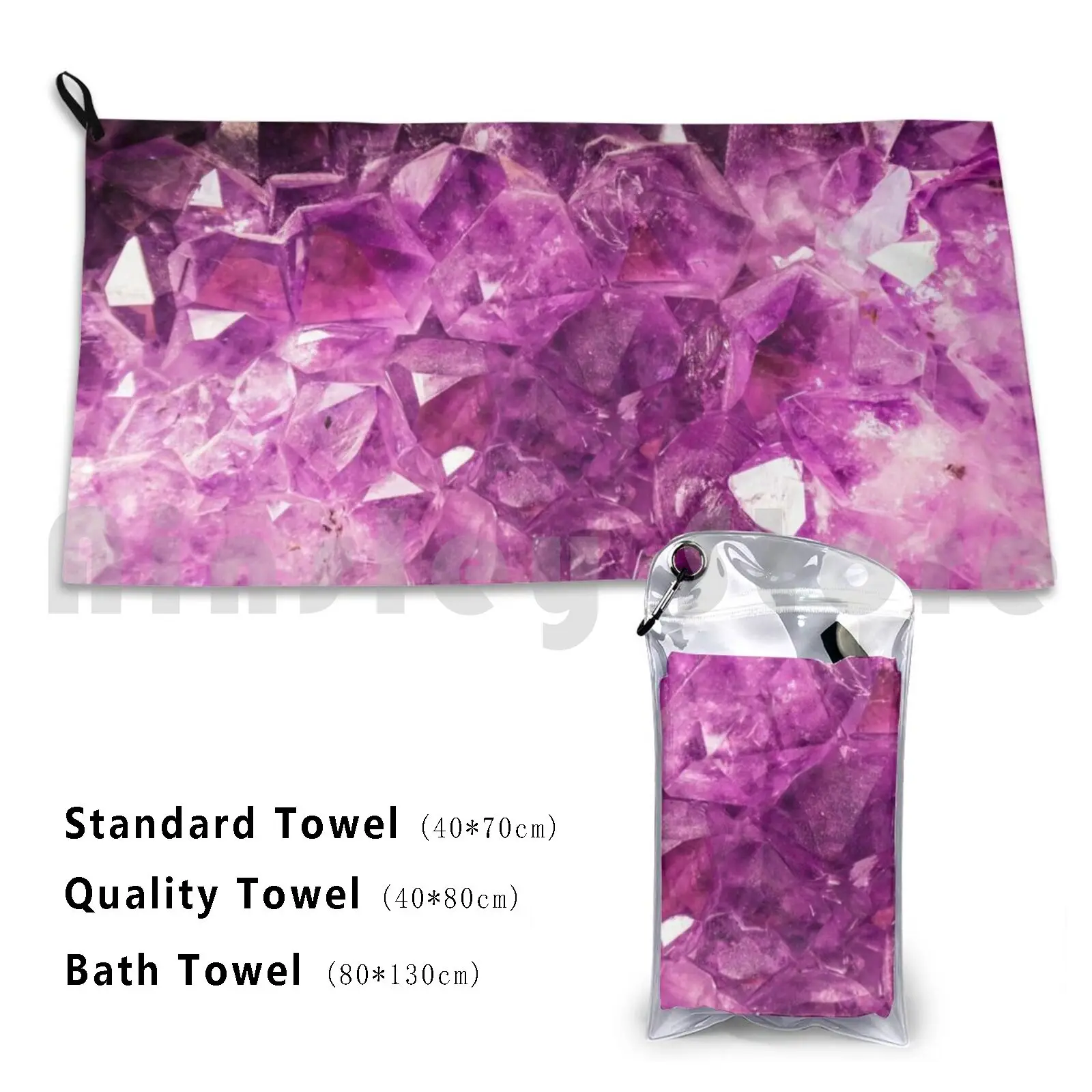 Amethyst Creative Spiritual Awareness Beach Towel Quick Dry Quality Towel Alchemy Amethyst Crystal Pearl Garnet