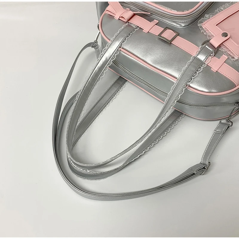 Ita-Tasche mit transparentem Sichtfenster, Otaku-Gürtelschnallen-Design, Umhängetasche, Niedliche Damen-Handtasche mit mehreren Fächern – Detail 4
