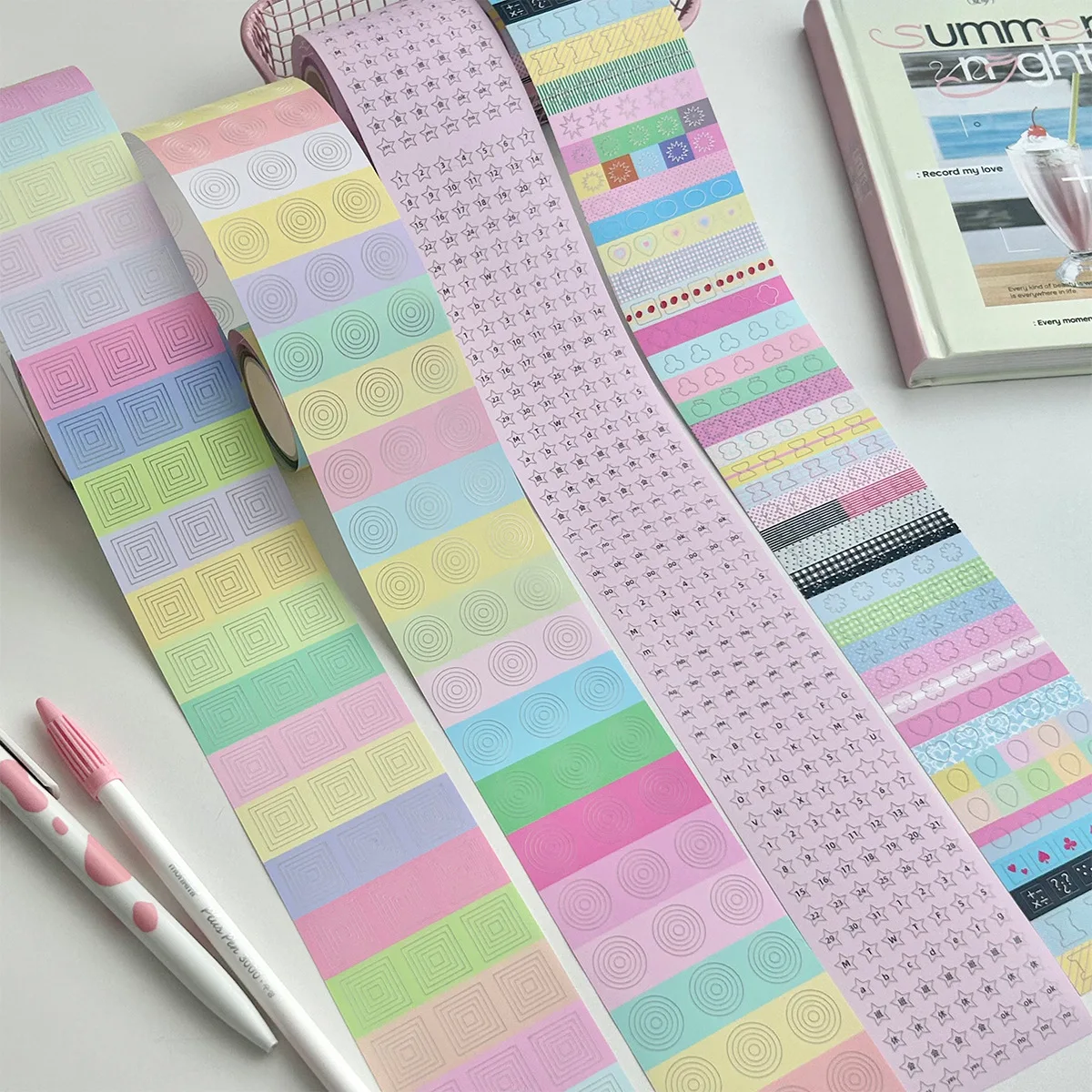 MINKYS Cute English Letter Decorative Tape Sticker Scrapbook Journal DIY Tape Schoool Stationery
