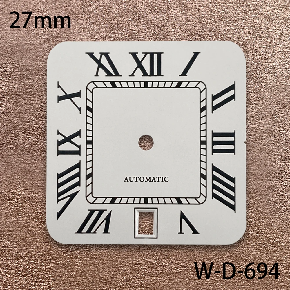 27mm s logotipo quadrado roma dial adequado para movimento nh35/nh36 sunray/fosco acessórios de modificação de relógio de alta qualidade 6 horas
