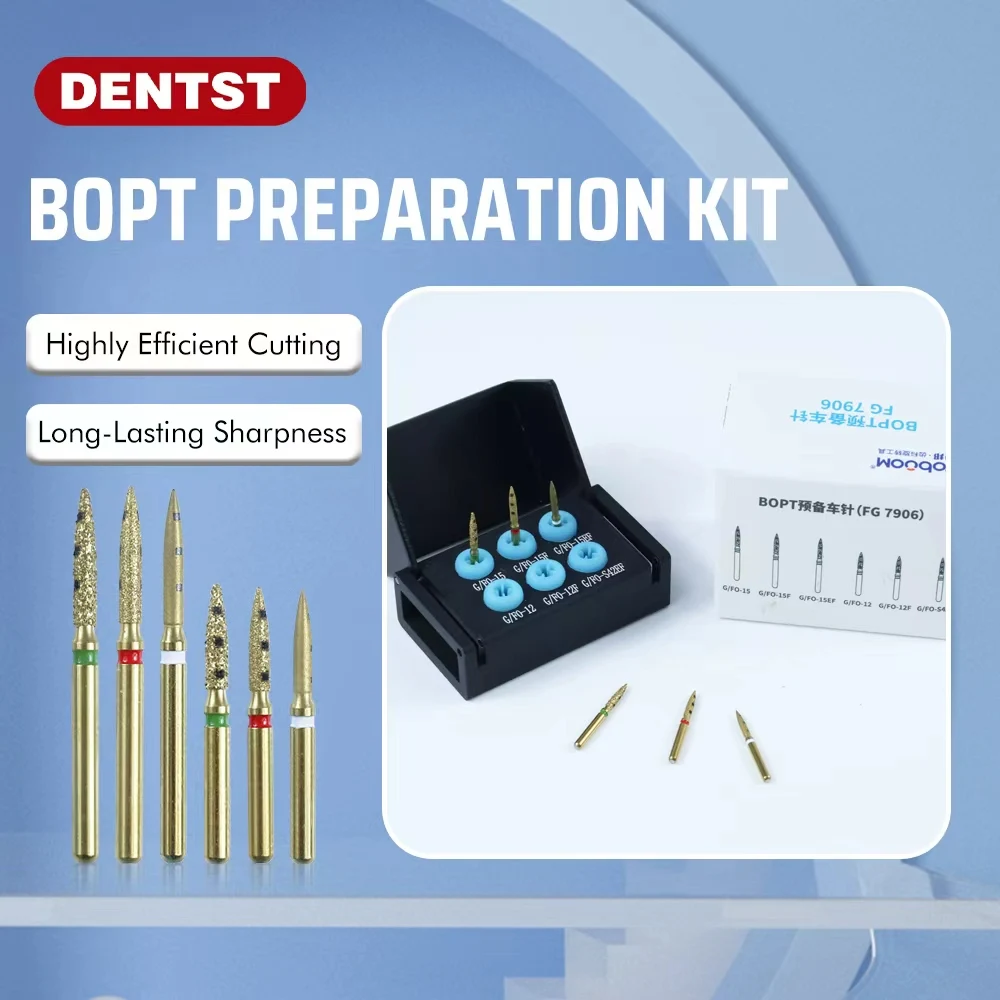 

BOPT Vertical Prep Diamond Bur Kit FG7906 for Shoulderless Crowns on Molars Premolars Anterior Teeth CE Certified