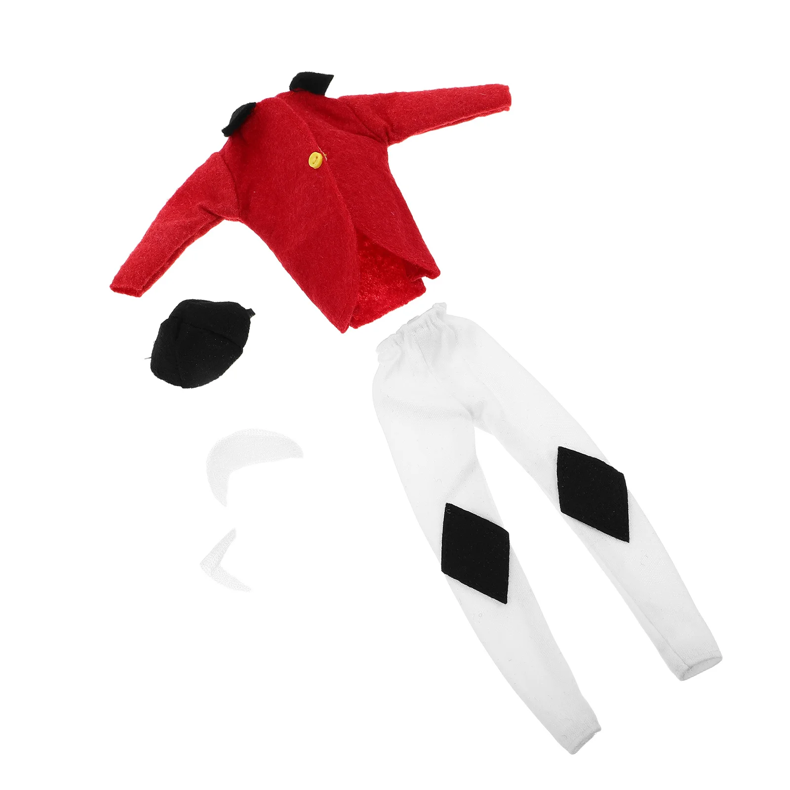

1Set Horseback Riding Outfit Red Equestrian Set Jacket Hat Pants Scarf Tailored Fit 11 Inch Mini Riding Clothes Display
