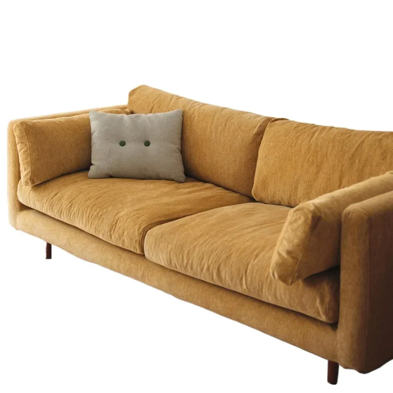 

Sofa Nordic retro Japanese simple fabric removable and washable living room small apartment three people