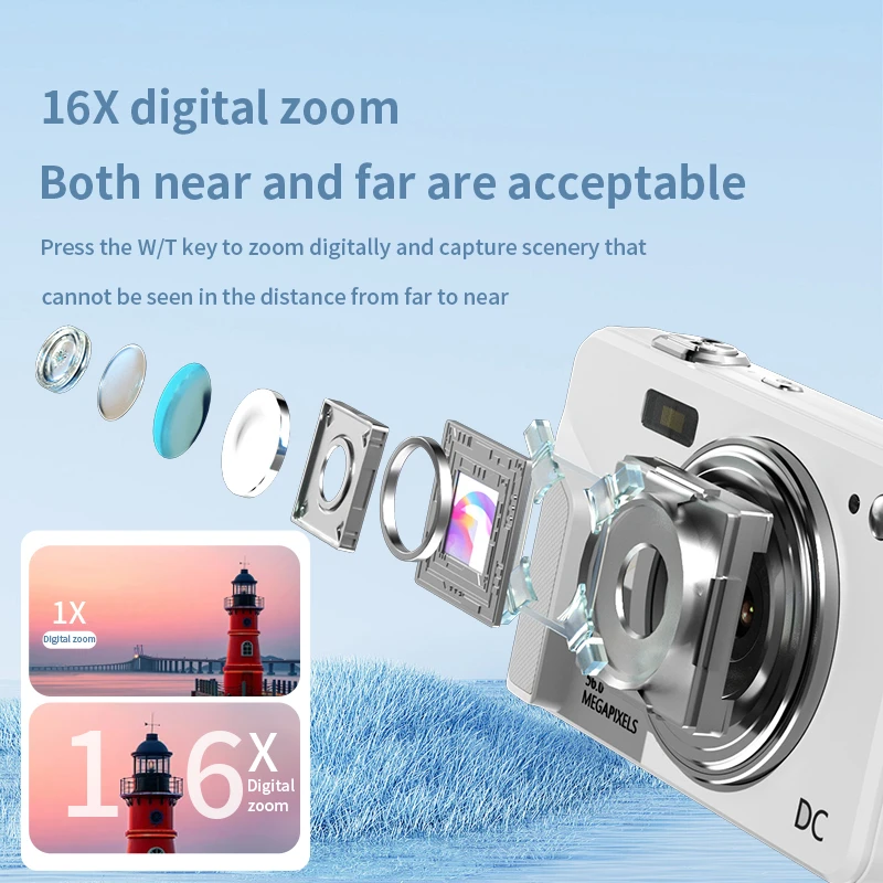 

4K Retro CCD Portable Digital Camera Entry-level Camera Dual Camera Flash 58 Million Pixels Auto Focus Intelligent Anti-shake