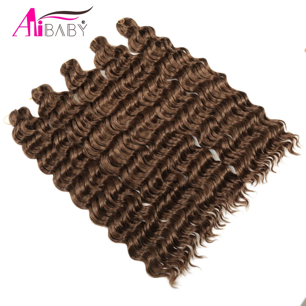 Alibaby 24Inch Synthetic Soft Deep Wave Twist  Crochet Braids Pre Looped Ocean Wave Curly Braiding Hair Extension for Women