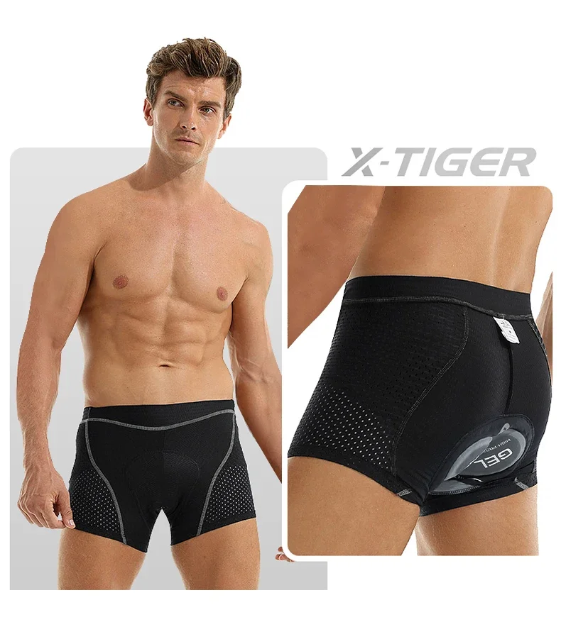 X-TIGER Herren-Radunterwäsche mit 5D-Gel-gepolstertem MTB-Boxer-Radhose, Rennrad-Unterwäsche, Fahrradausrüstung – Detail 4