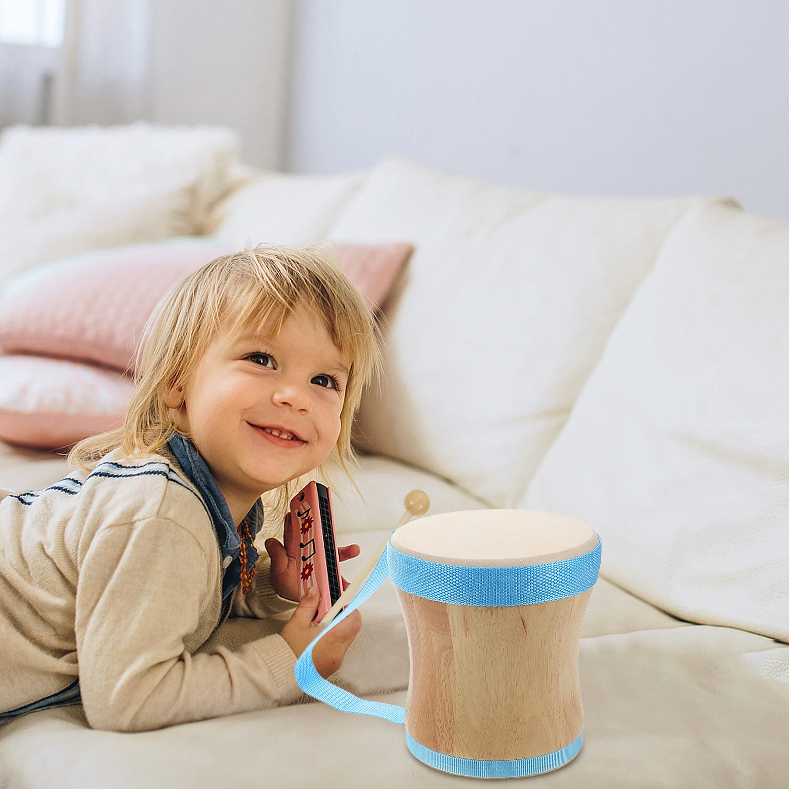 

1 Set Sheepskin Hand Drum Wooden Percussion For Kindergarten Classroom Educational Activities Rhythm Instruments