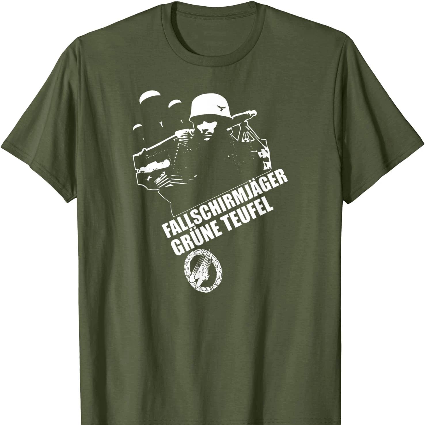 Fallschirmjager GRUNE TUFEL WW2  Paratrooper T Shirt. Short Sleeve 100% Cotton Casual T-shirts Loose Top Size S-3XL